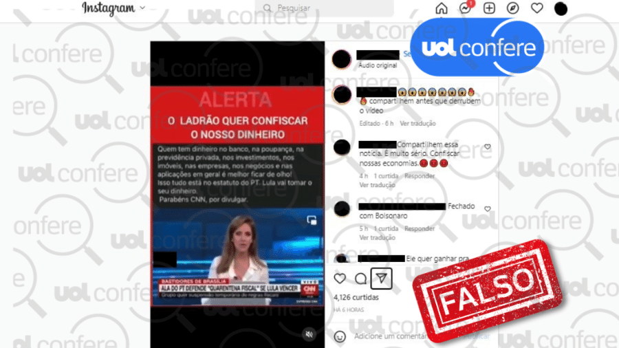 05.out.2022 - É falso que estatuto do PT prevê confisco de bens - Reprodução/Instagram