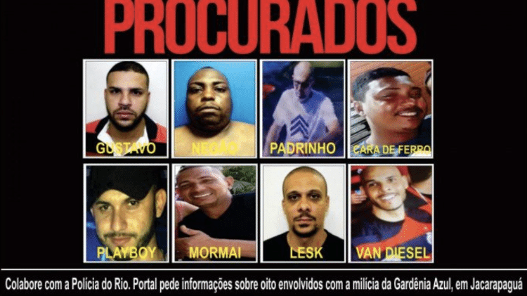 Portal dos Procurados lançou em 2021 cartaz com fotos de Vin Diesel e outros milicianos que atuavam na Gardênia Azul