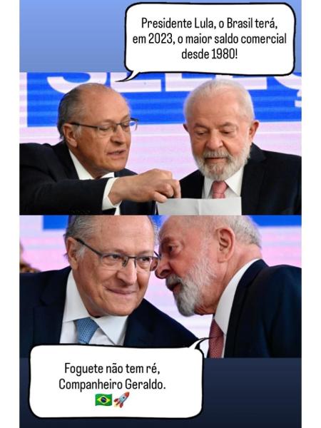 Alckmin posta meme para anunciar balança comercial