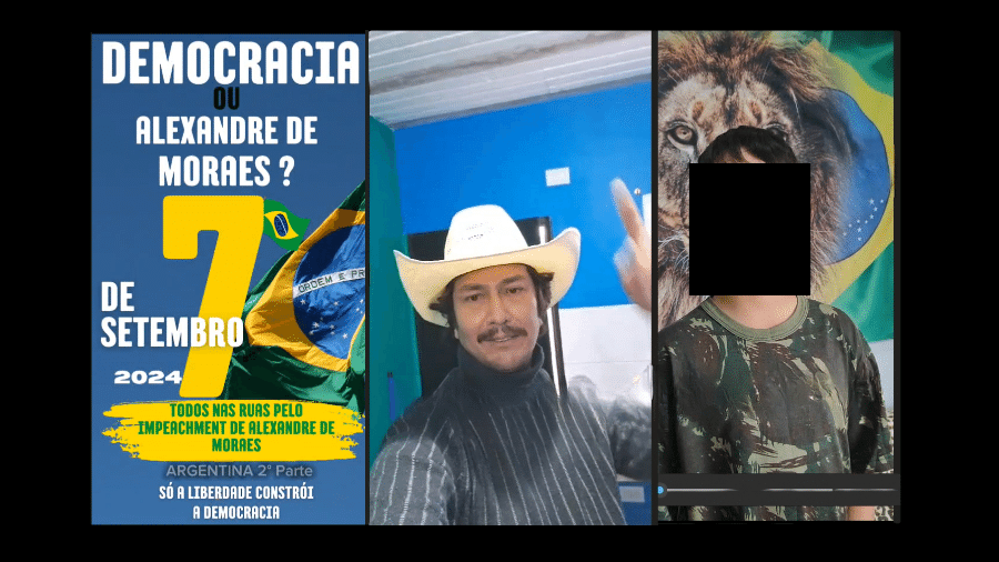 23.ago.2024 - Foragidos protestaram contra Moraes em setembro