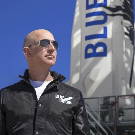 Jeff Bezos é fundador da Blue Origin, uma empresa espacial que concorre com a SpaceX, do também bilionário Elon Musk - Divulgação