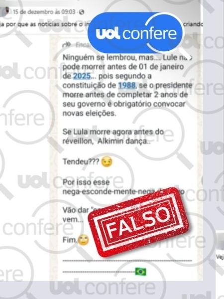 18.dez.2024 - Vice-presidente assume o cargo, caso o presidente morra - Arte/UOL sobre Reprodução/Facebook