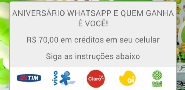 WhatsApp - Golpe de Aniversário - Reprodução - Reprodução
