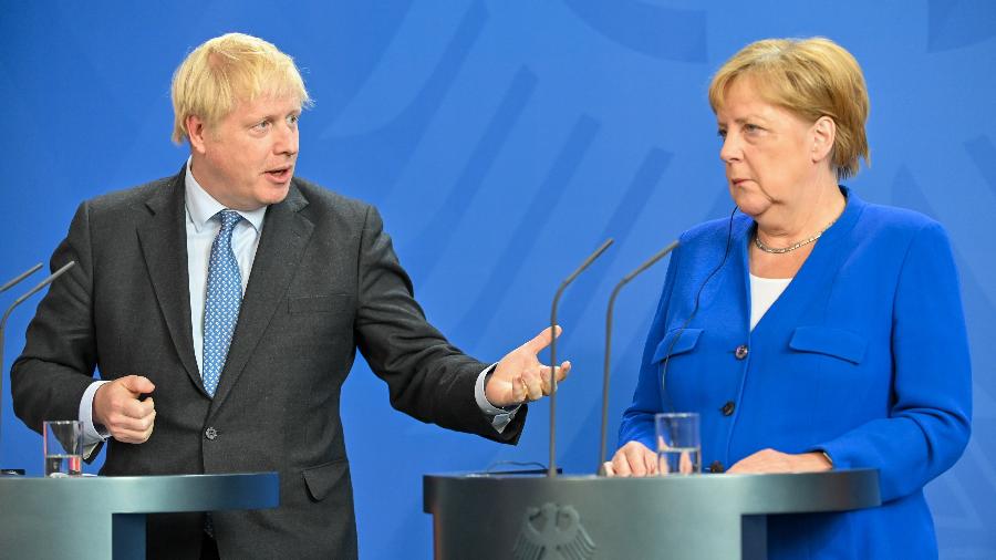 21.ago.2019 - O premiê britânico Boris Johnson e a chanceler alemã Angela Merkel consideraram a admissão do Irã importante, mas exigiram transparência e punição aos culpados - Xinhua/Lian Zhen