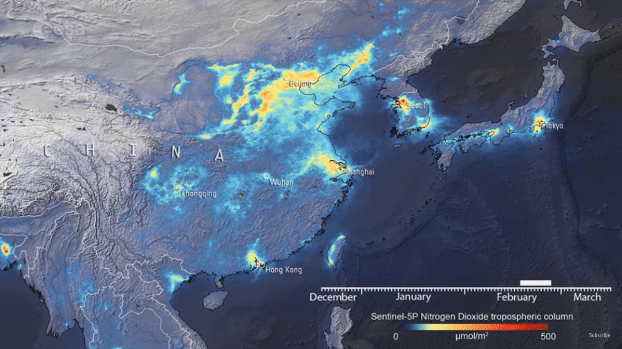 Satélite poluição China - Reprodução/ESA