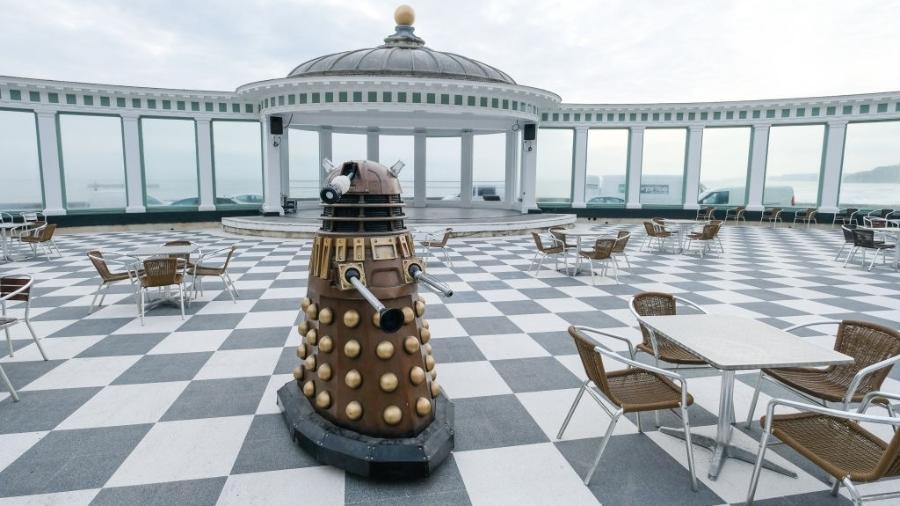 6.abr.2019 - Um Dalek, da série de ficção científica "Doctor Who", no Scarborough Spa Complex (Inglaterra) - Ian Forsyth/Getty Images