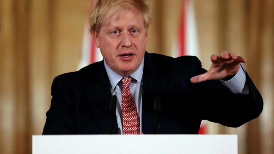 Premiê britânico, Boris Johnson, durante pronunciamento em Londres - 