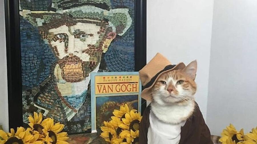 Horatio posa para a foto trajado como o pintor pós-impressionista Van Gogh - Reprodução/Instagram/@centrecountylibrary
