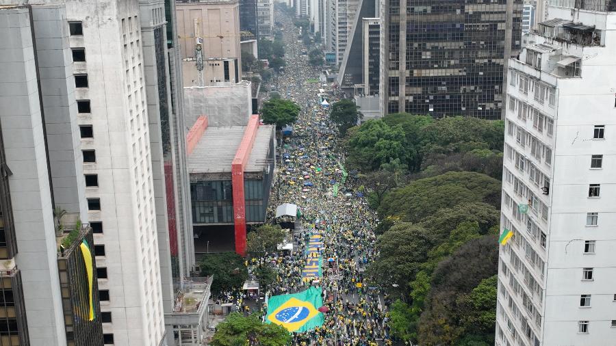 Ato em apoio ao presidente Jair Bolsonaro (PL) na avenida Paulista, região central de São Paulo - Denys Volpe/UOL