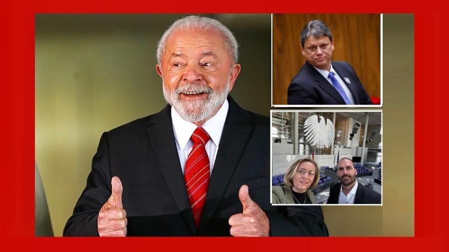 Lula, o falso extremista de esquerda; Tarcísio de Freitas, o falso centrista, e Eduardo Bolsonaro com Beatrix von Storch, cujo partido é investigado por vínculo com o neonazismo: um bolsonarista que jamais será moderado e sua aliada reaça na Alemanha