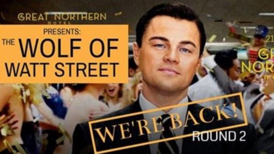 Evento do Great Northern Hotel fazia referência ao filme O Lobo de Wall Street - Reprodução/Facebook