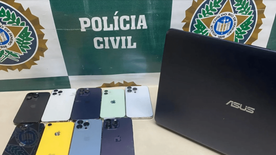 Celulares apreendidos com quadrilha que atuava na zona sul do Rio - Divulgação