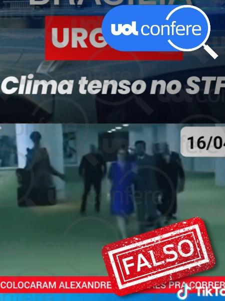 19.abr.2024 - Homem correndo não é Alexandre de Moraes; vídeo foi gravado no Congresso, não no STF