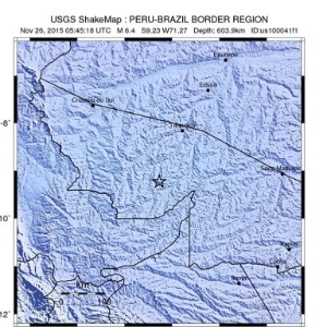 Tremor foi registrado a 130 km ao sudoeste de Tarauacá, município do noroeste do Acre - Efe