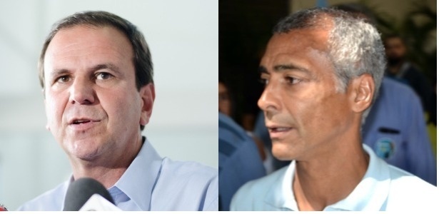 Os candidatos ao governo do Rio Eduardo Paes (à esq.) e Romário (à dir.)