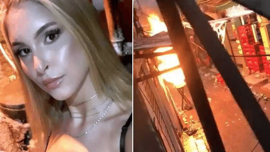 Foto de Ana Carolina e o local onde aconteceu a explosão, em um baile funk da Rocinha, no Rio de Janeiro  - Reprodução/Redes sociais