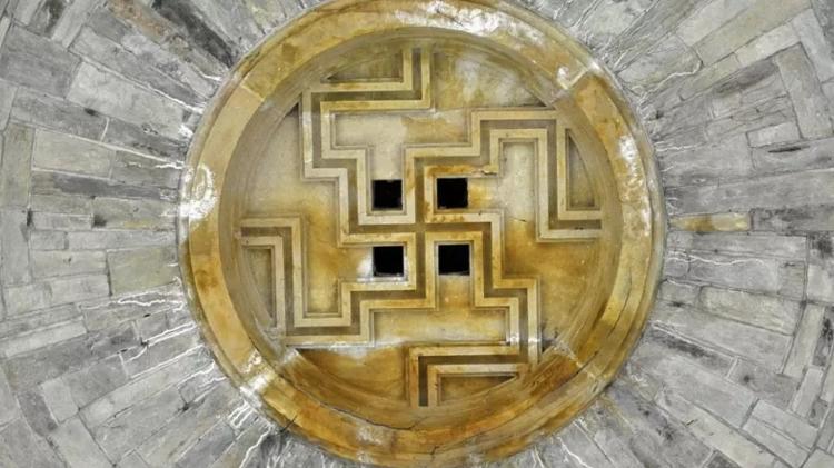 The swastika on the ceiling of the Wewelsburg Castle cellar - Getty Images - Getty Images