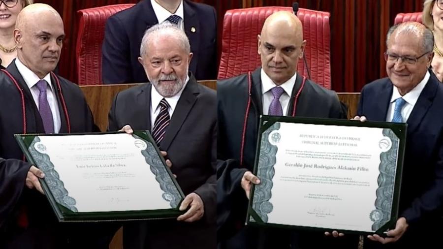 Lula (PT) e Geraldo Alckmin (PSB) recebem diplomação no TSE (Tribunal Superior Eleitoral) de Alexandre de Moraes, presidente da corte - Reprodução/TSE