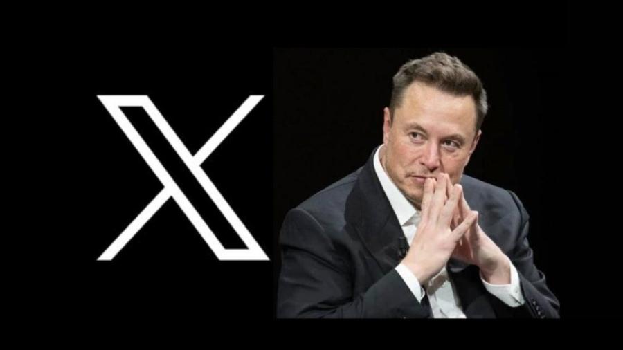 Elon Musk e o logo do X - Reprodução