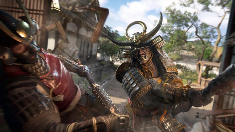 Samurai Yasuke em batalha, do jogo Assassin's Creed Shadows