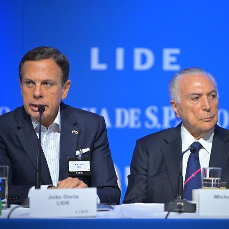 João Doria e Michel Temer durante o Brazil Conference, em Londres