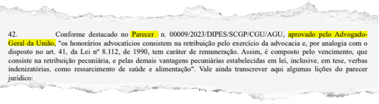 Documento diz que advogado-geral da União aprovou parecer que autorizou bônus fora do teto