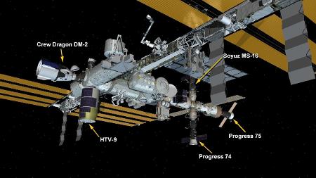 Cinco naves estão estacionadas na ISS - Divulgação/ISS