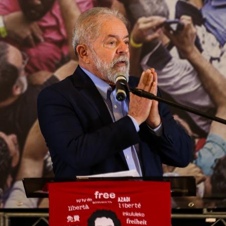 10.mar.2021 - O ex-presidente Lula, no 1º discurso após anulação de suas condenações - Marcelo D. Sants/Framephoto/Estadão Conteúdo