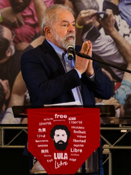 10.mar.2021 - O ex-presidente Luiz Inácio Lula da Silva (PT) em primeiro discurso após anulação de todas as suas condenações na Lava Jato - Marcelo D. Sants/Framephoto/Estadão Conteúdo