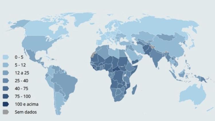 Mapa da ONU mostra taxa de mortalidade infantil pelo mundo - ONU - ONU