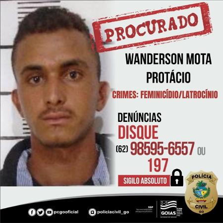 Wanderson Mota Protácio, de 21 anos, é procurado pela polícia de Goiás suspeito de ter matado a namorada, a enteada e um fazendeiro vizinho  - Secretaria de Segurança Pública de Goiás
