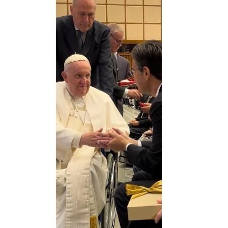 Registro do encontro entre o Papa Francisco e o governador Rodrigo Garcia - Divulgação