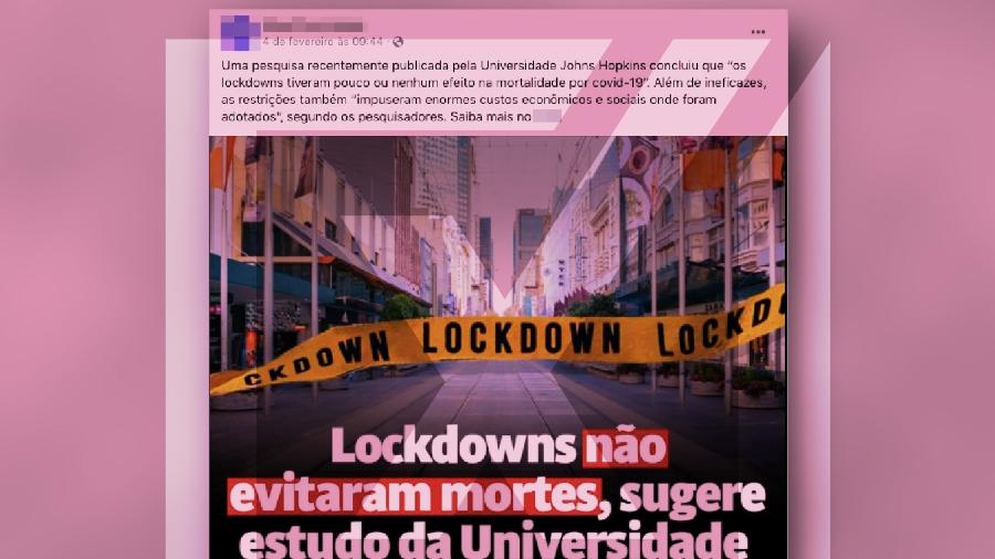 15.fev.2022 - Artigo que condena lockdowns não é da Universidade Johns Hopkins - Projeto Comprova