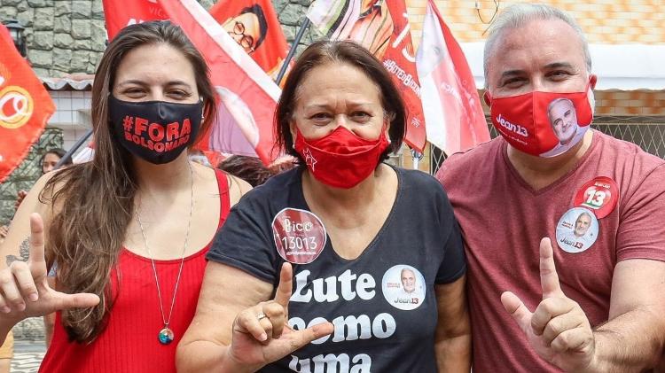 Deputada Natália Bonavides (PT), Fátima Bezerra e Jean Paul Prates em campanha de 2020  