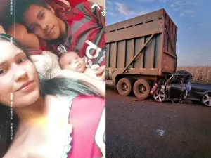 Pai, mãe e bebê morrem após acidente entre carro e caminhão em Goiás 