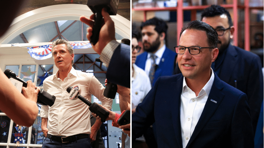 Democratas Gavin Newsom e Josh Shapiro declaram apoio a Kamala Harris