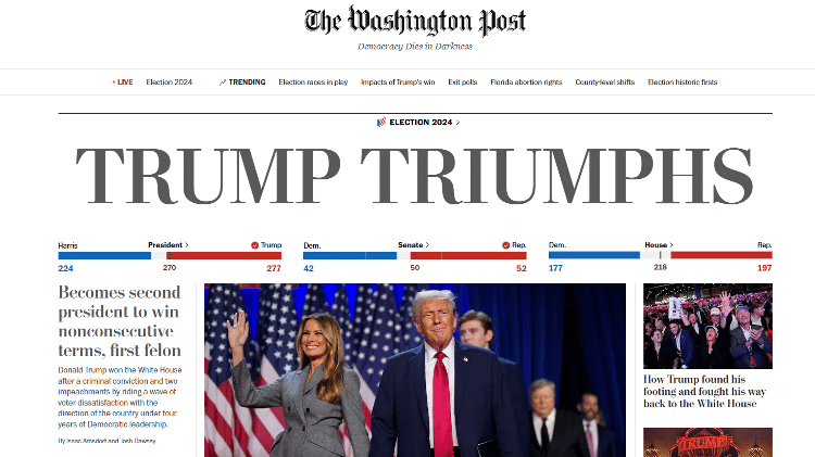  Capa do site do jornal Washington Post