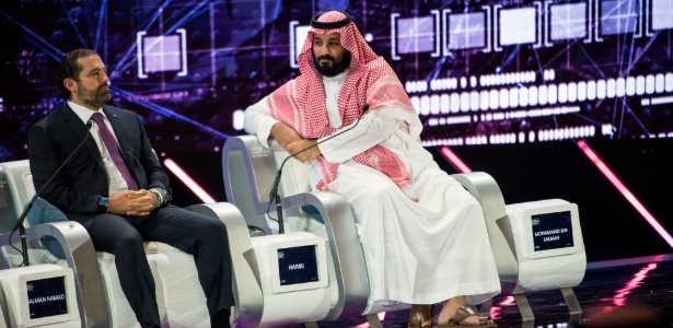 Saad Hariri, primeiro-ministro do Líbano, e o príncipe Mohammed bin Salman, da Arábia Saudita - Tasneem Alsultan/The New York Times