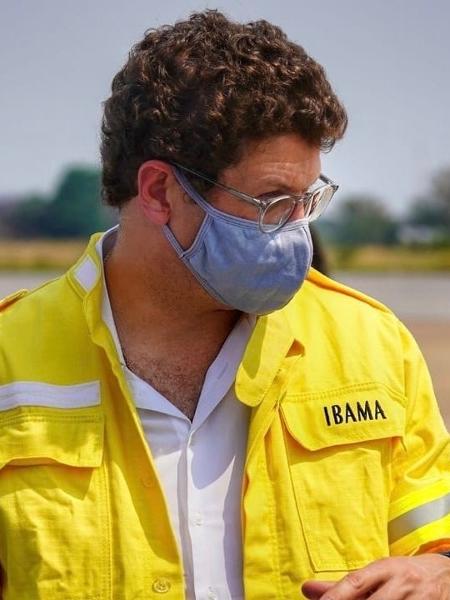 3.out.2020 - Ministro do Meio Ambiente, Ricardo Salles está em Corumbá para acompanhar a situação das queimadas no Pantanal - Reprodução/Twitter/rsallemma
