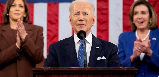 O presidente dos EUA, Joe Biden, discursa no Congresso dos EUA