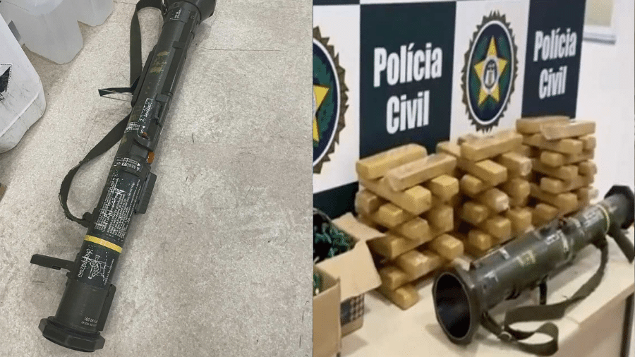 Canhão apreendido em Manguinhos, na zona norte do RJ, usa mesma tecnologia de armas usadas na Ucrânia e na Síria - Divulgação/Polícia Civil do RJ