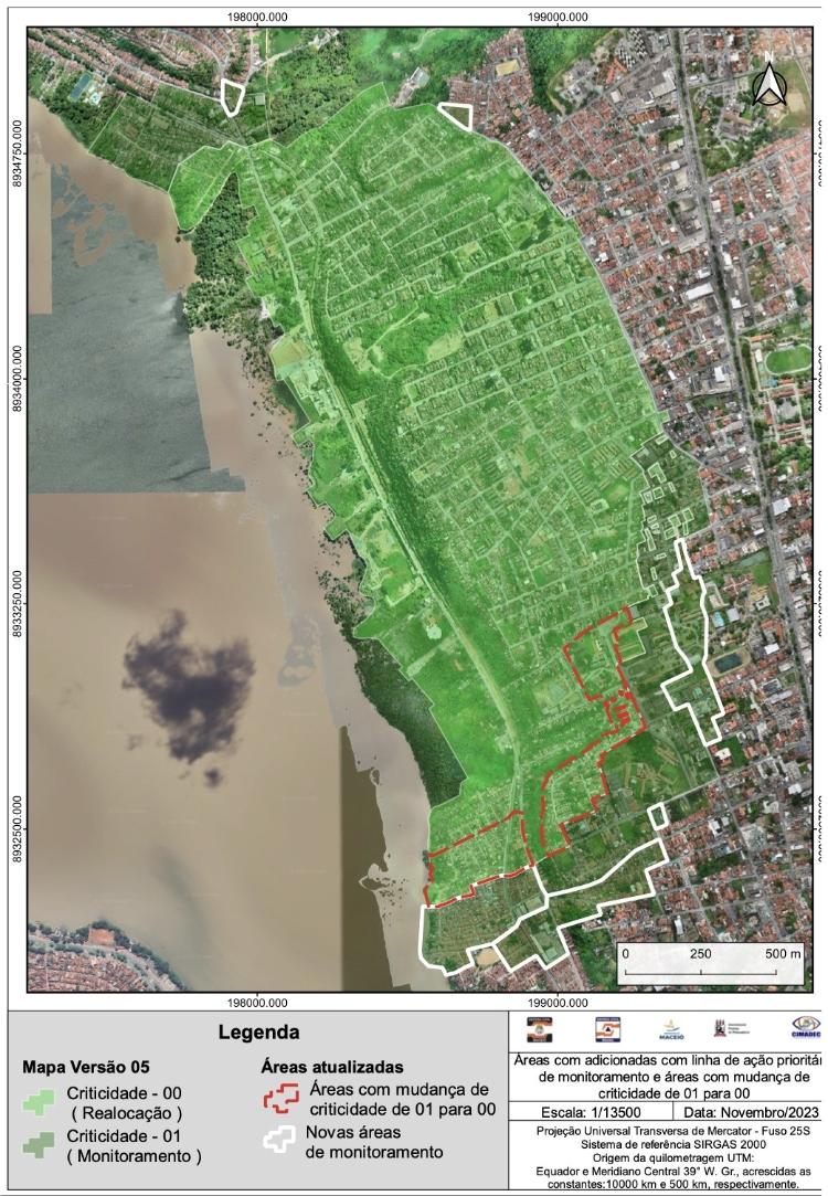 Defesa Civil de Maceió divulgou atualização do mapa de risco do afundamento dos bairros