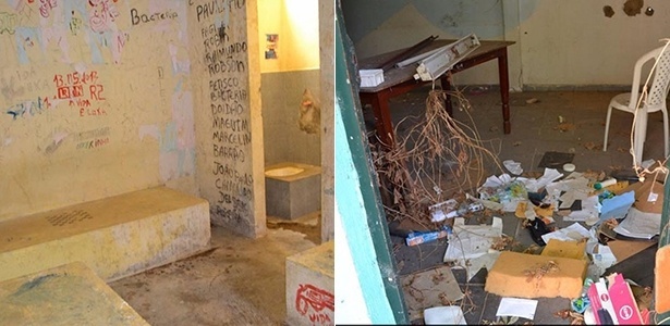 CEM (Centro Educacional Masculino) em Teresina tem más condições de conservação, segundo imagens feitas pela OAB; local foi onde jovem foi morto após delatar estupro coletivo - Divulgação/OAB-PI