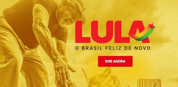Imagem do site de financiamento coletivo para a campanha de Lula lançado pelo PT