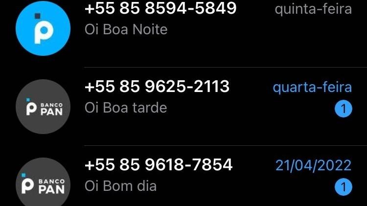 Tentativa de golpe via WhatsApp de pessoas se passando pelo Banco Pan - Reprodução - Reprodução