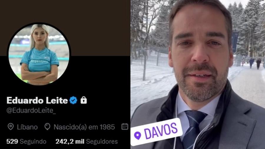 Eduardo Leite teve perfil no Twitter invadido; governador gaúcho está no Fórum Econômico Mundial em Davos, na Suíça - Reprodução