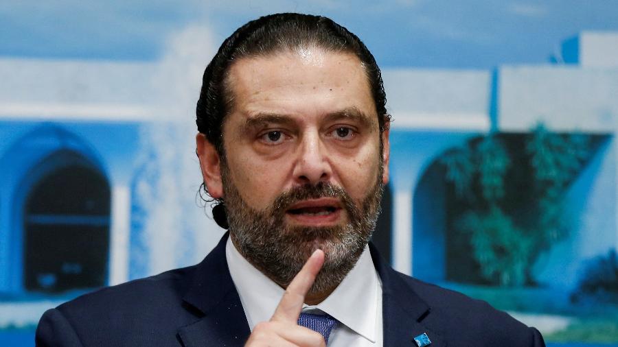 21.out.2019 - O primeiro-ministro do Líbano, Saad Hariri, durante coletiva de imprensa - Mohamed Azakir/Reuters