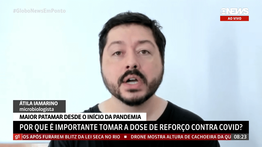 O microbiologista Atila Iamarino: "A gente tem que entender que a covid nao vai desaparecer" - Reprodução/Globonews