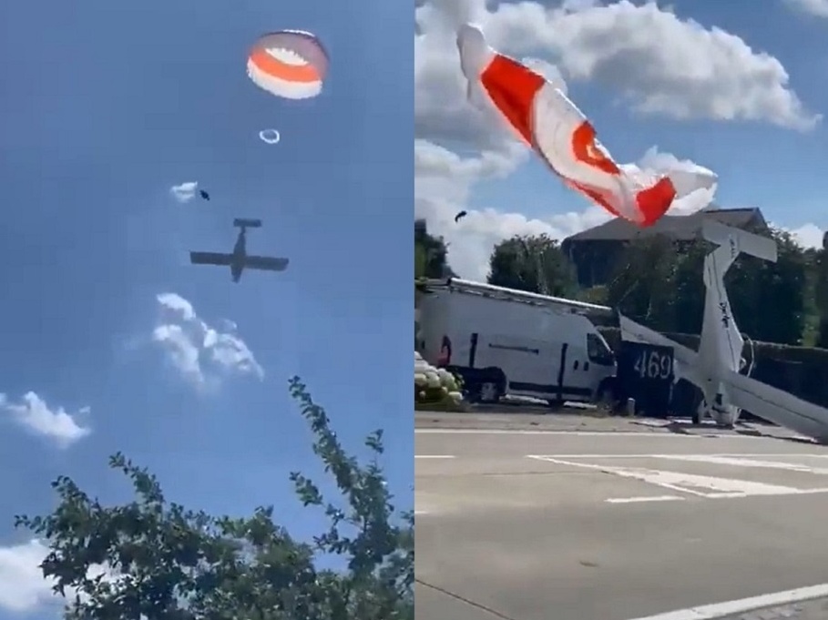 VÍDEO: Piloto aciona paraquedas de avião e faz pouso de emergência