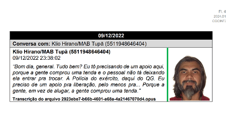 Áudio do manifestante Rodrigo Ikezili para o general Mario Fernandes